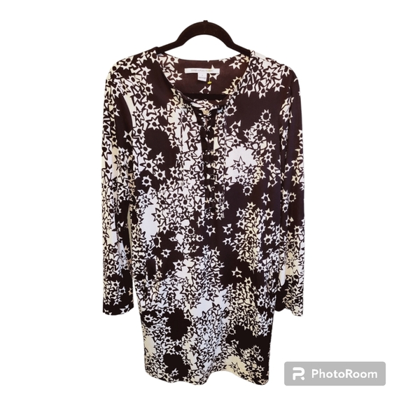 NWOT Designer Diane Von Furstenberg 100% Silk "Nana" Star Meadow Tunic Dress. - Picture 4 of 12